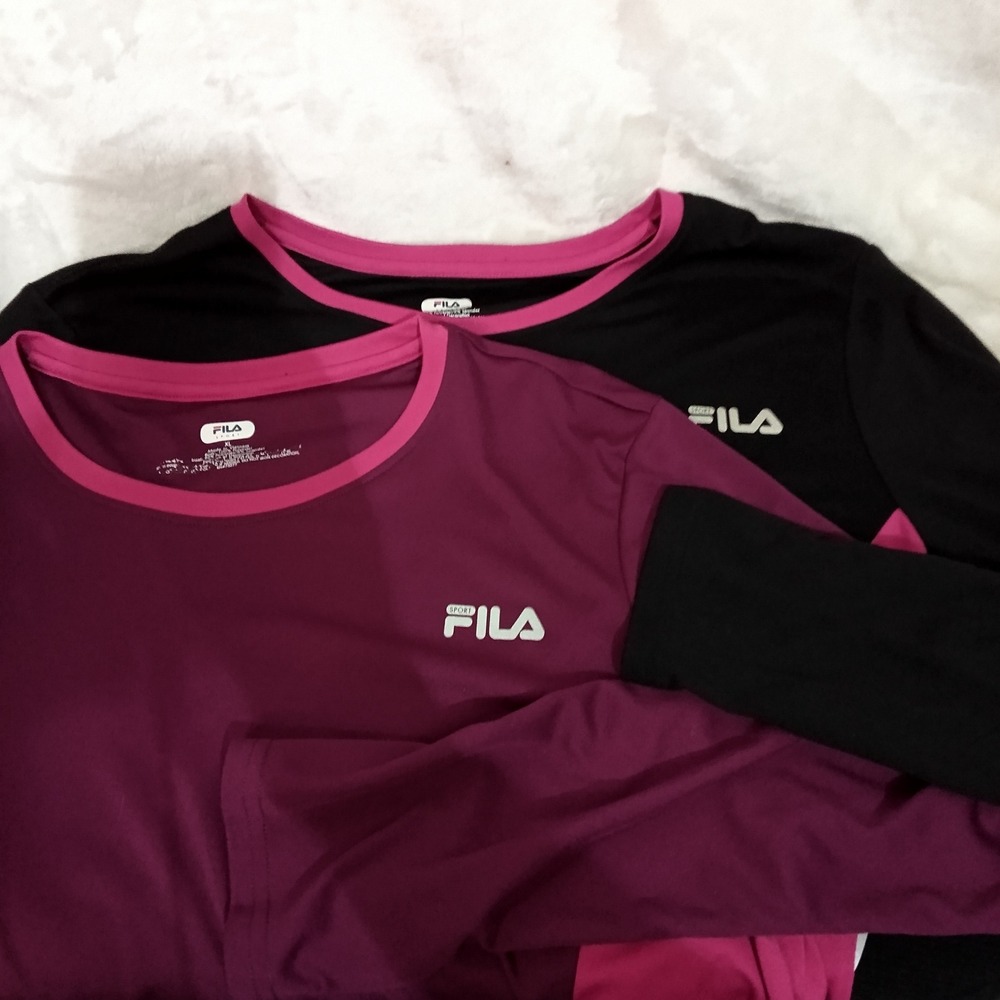 Fila Sport Women XL Long Sleeve Performance Top Lot 2 Black Purple Pink Active